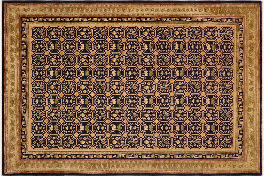 handmade Transitional Kafkaz Chobi Ziegler Blue Green Hand Knotted RECTANGLE 100% WOOL area rug 9 x 11