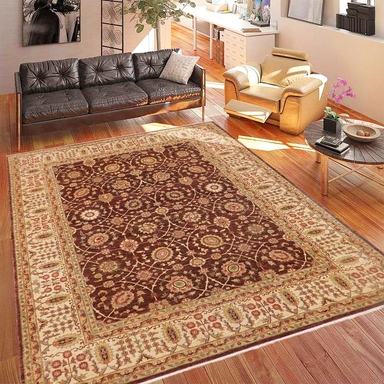 handmade Traditional Kafkaz Chobi Ziegler Brown Beige Hand Knotted RECTANGLE 100% WOOL area rug 9 x 12