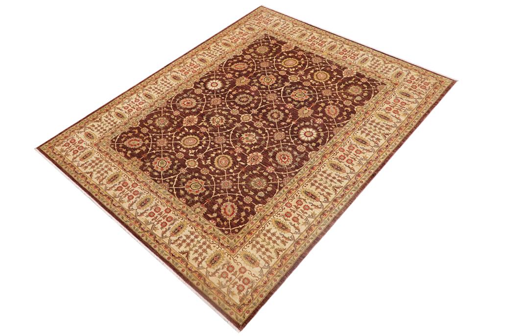 handmade Traditional Kafkaz Chobi Ziegler Brown Beige Hand Knotted RECTANGLE 100% WOOL area rug 9 x 12