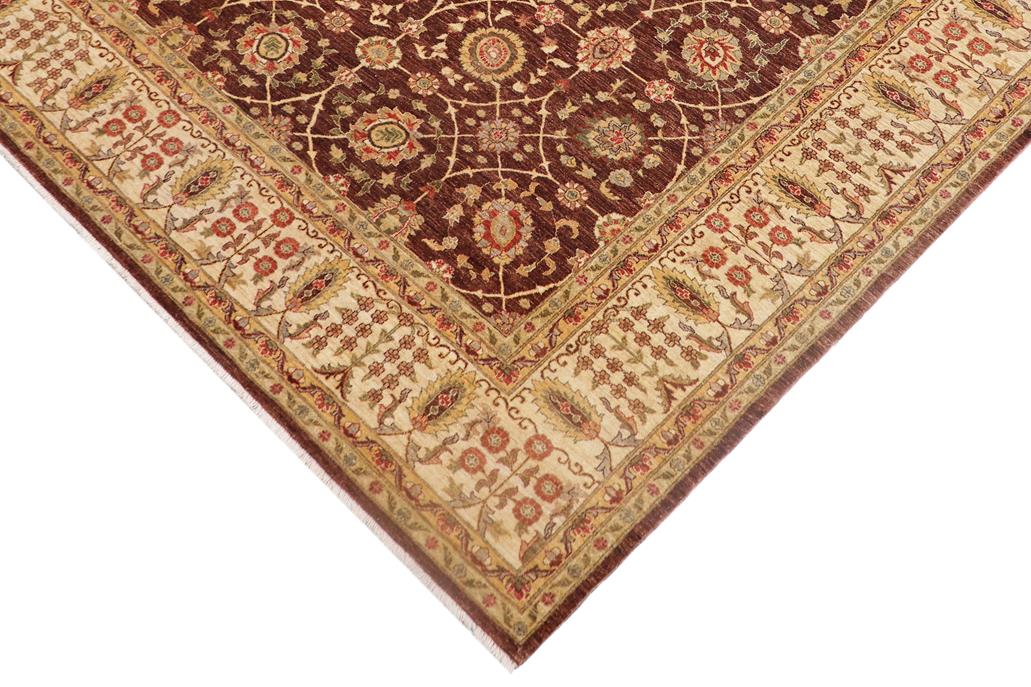 handmade Traditional Kafkaz Chobi Ziegler Brown Beige Hand Knotted RECTANGLE 100% WOOL area rug 9 x 12