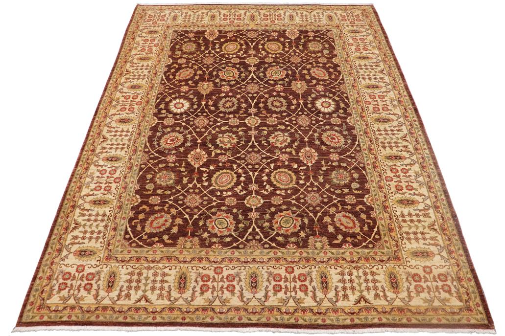 handmade Traditional Kafkaz Chobi Ziegler Brown Beige Hand Knotted RECTANGLE 100% WOOL area rug 9 x 12