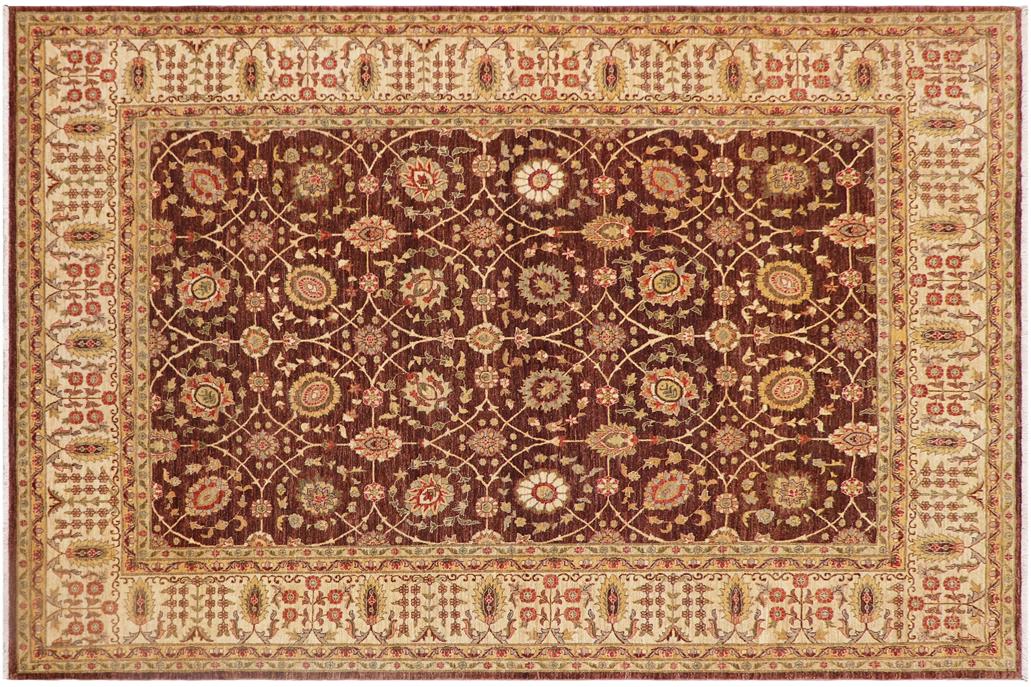 handmade Traditional Kafkaz Chobi Ziegler Brown Beige Hand Knotted RECTANGLE 100% WOOL area rug 9 x 12