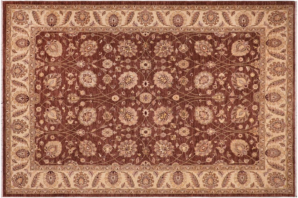 handmade Traditional Kafkaz Chobi Ziegler Brown Beige Hand Knotted RECTANGLE 100% WOOL area rug 9 x 12