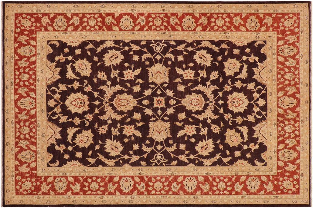 handmade Traditional Kafkaz Chobi Ziegler Aubergine Dull Orange Hand Knotted RECTANGLE 100% WOOL area rug 9 x 12