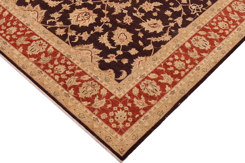 handmade Traditional Kafkaz Chobi Ziegler Aubergine Dull Orange Hand Knotted RECTANGLE 100% WOOL area rug 9 x 12