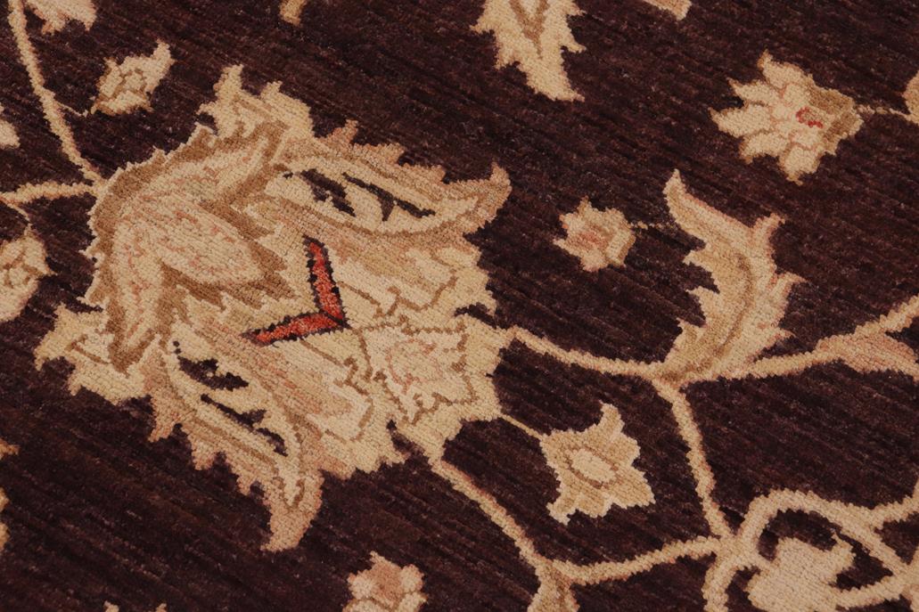 handmade Traditional Kafkaz Chobi Ziegler Aubergine Dull Orange Hand Knotted RECTANGLE 100% WOOL area rug 9 x 12