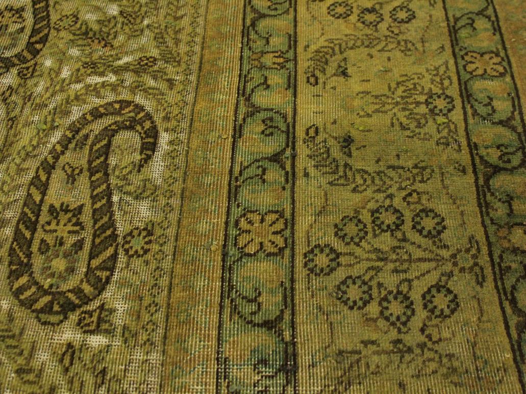 handmade Vintage Green Brown Hand Knotted RECTANGLE 100% WOOL area rug 8x10