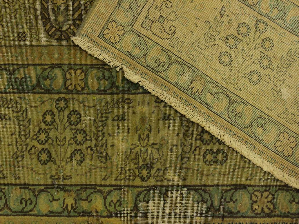 handmade Vintage Green Brown Hand Knotted RECTANGLE 100% WOOL area rug 8x10
