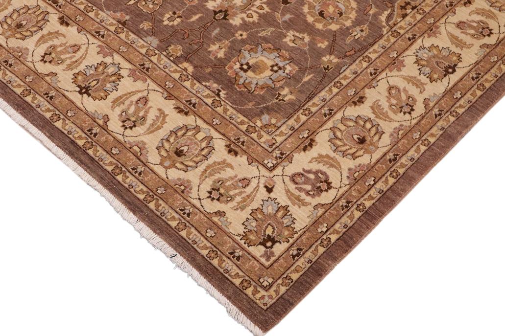handmade Traditional Kafkaz Chobi Ziegler Brown Beige Hand Knotted RECTANGLE 100% WOOL area rug 9 x 12