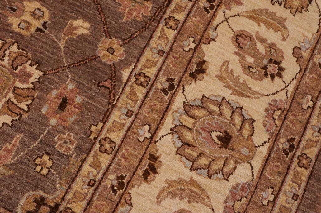 handmade Traditional Kafkaz Chobi Ziegler Brown Beige Hand Knotted RECTANGLE 100% WOOL area rug 9 x 12