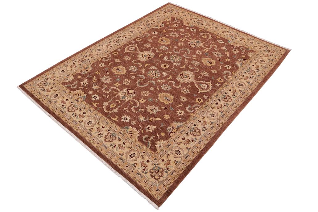 handmade Traditional Kafkaz Chobi Ziegler Brown Beige Hand Knotted RECTANGLE 100% WOOL area rug 9 x 11