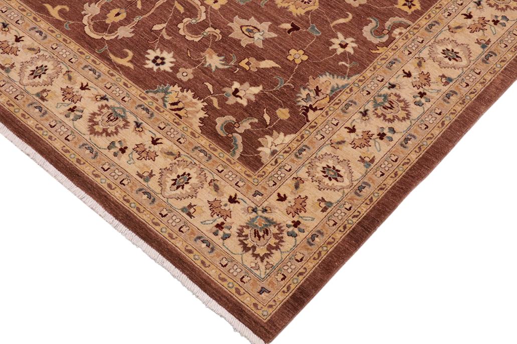 handmade Traditional Kafkaz Chobi Ziegler Brown Beige Hand Knotted RECTANGLE 100% WOOL area rug 9 x 11