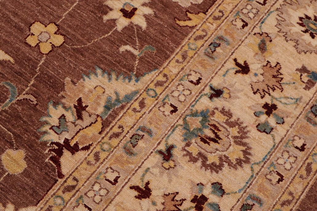 handmade Traditional Kafkaz Chobi Ziegler Brown Beige Hand Knotted RECTANGLE 100% WOOL area rug 9 x 11