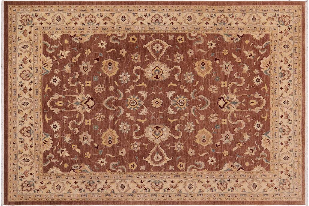 handmade Traditional Kafkaz Chobi Ziegler Brown Beige Hand Knotted RECTANGLE 100% WOOL area rug 9 x 11