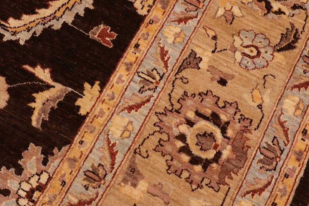 handmade Traditional Kafkaz Chobi Ziegler Brown Tan Hand Knotted RECTANGLE 100% WOOL area rug 9 x 12