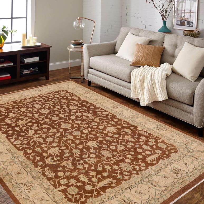 handmade Traditional Kafkaz Chobi Ziegler Brown Beige Hand Knotted RECTANGLE 100% WOOL area rug 9 x 12