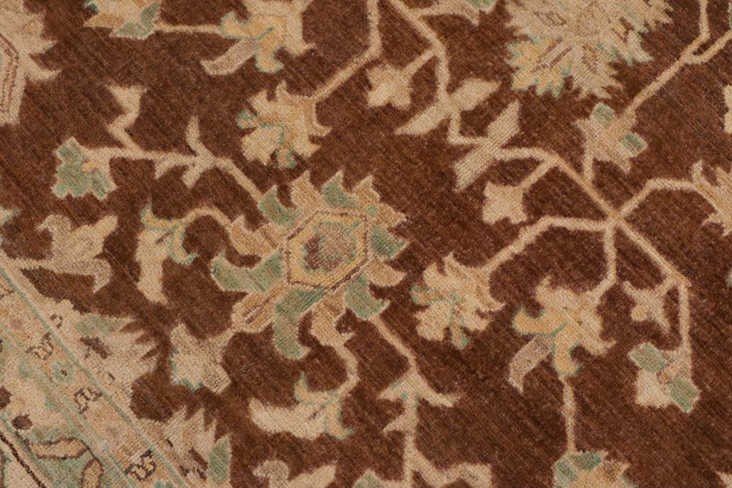 handmade Traditional Kafkaz Chobi Ziegler Brown Beige Hand Knotted RECTANGLE 100% WOOL area rug 9 x 12