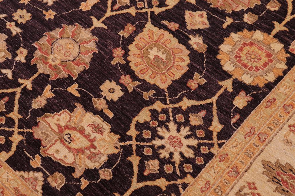 handmade Traditional Kafkaz Chobi Ziegler Aubergine Beige Hand Knotted RECTANGLE 100% WOOL area rug 9 x 12