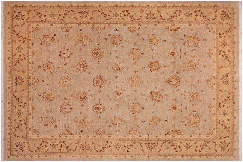 handmade Transitional Kafkaz Chobi Ziegler Bluish Gray Tan Hand Knotted RECTANGLE 100% WOOL area rug 9 x 11