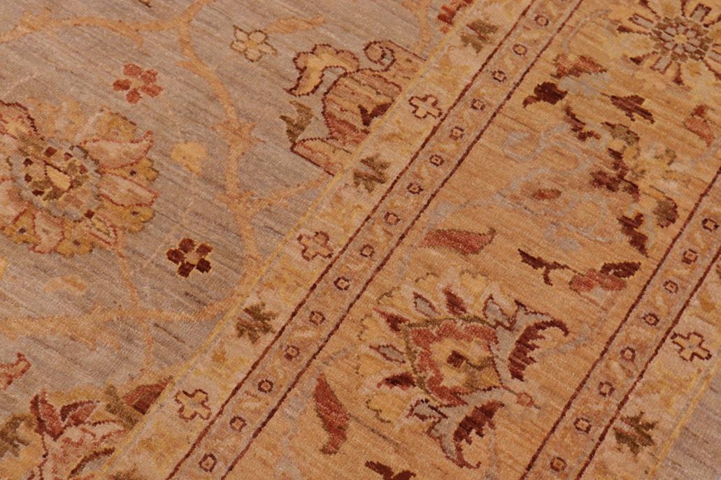 handmade Transitional Kafkaz Chobi Ziegler Bluish Gray Tan Hand Knotted RECTANGLE 100% WOOL area rug 9 x 11