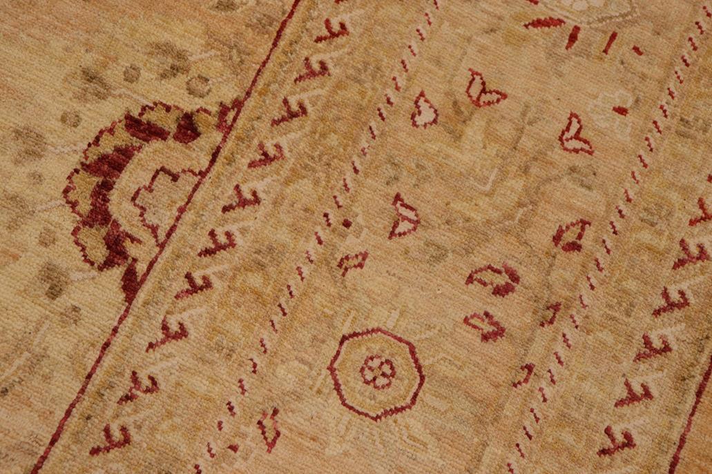 handmade Traditional Kafkaz Chobi Ziegler Tan Red Hand Knotted RECTANGLE WOOL&SILK area rug 9 x 12
