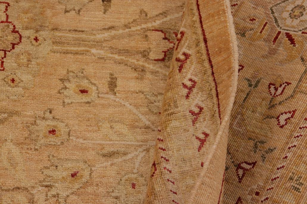 handmade Traditional Kafkaz Chobi Ziegler Tan Red Hand Knotted RECTANGLE WOOL&SILK area rug 9 x 12