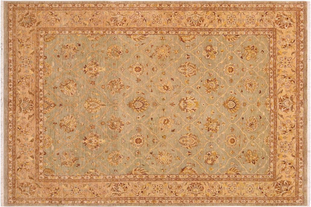 handmade Transitional Kafkaz Chobi Ziegler Lt. Gray Lt. Green Hand Knotted RECTANGLE 100% WOOL area rug 9 x 12