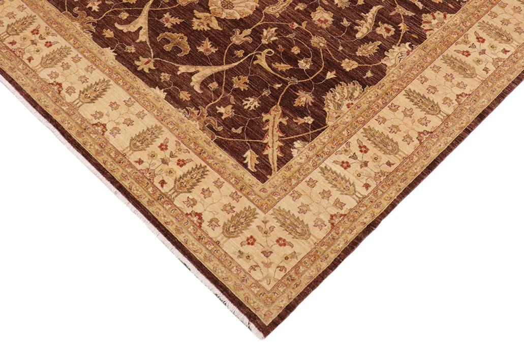 handmade Traditional Kafkaz Chobi Ziegler Brown Beige Hand Knotted RECTANGLE 100% WOOL area rug 9 x 11