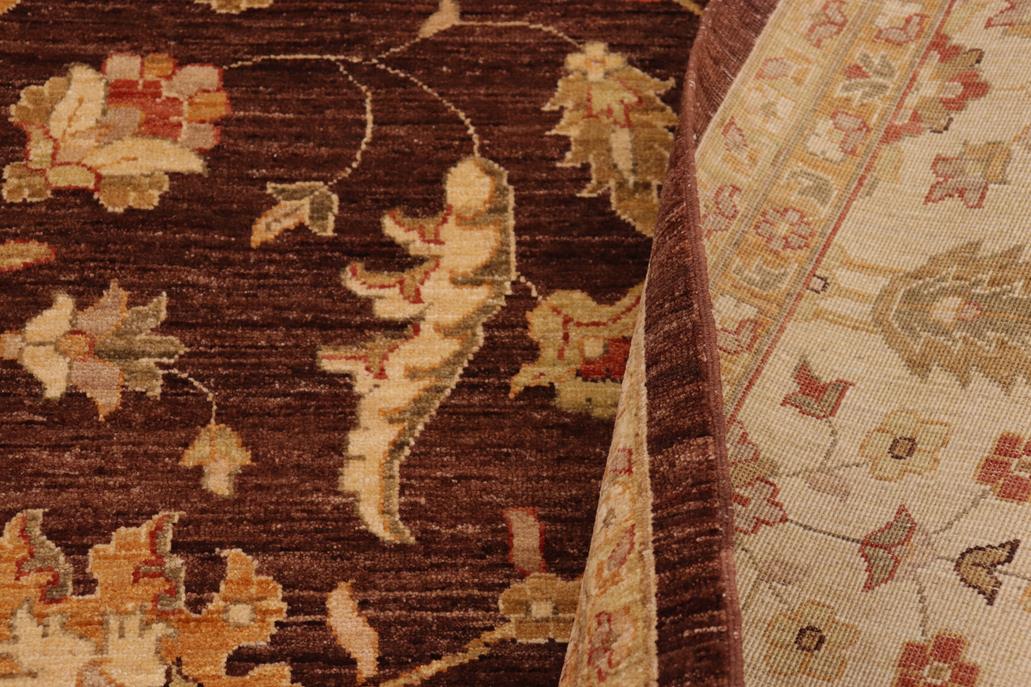 handmade Traditional Kafkaz Chobi Ziegler Brown Beige Hand Knotted RECTANGLE 100% WOOL area rug 9 x 11