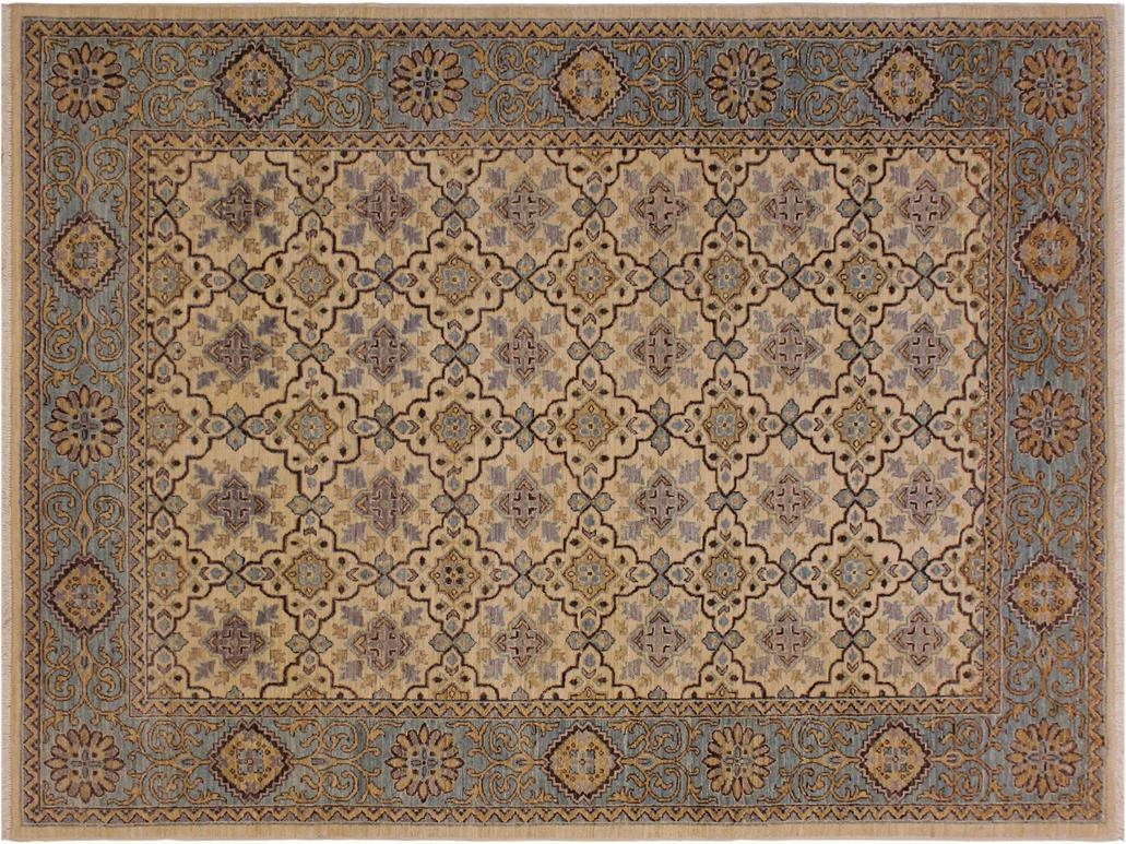 A09044, 510"x 710",Transitional                  ,6x8,Natural,LT. BLUE,Hand-knotted                  ,Pakistan   ,100% Wool  ,Rectangle  ,652671173783