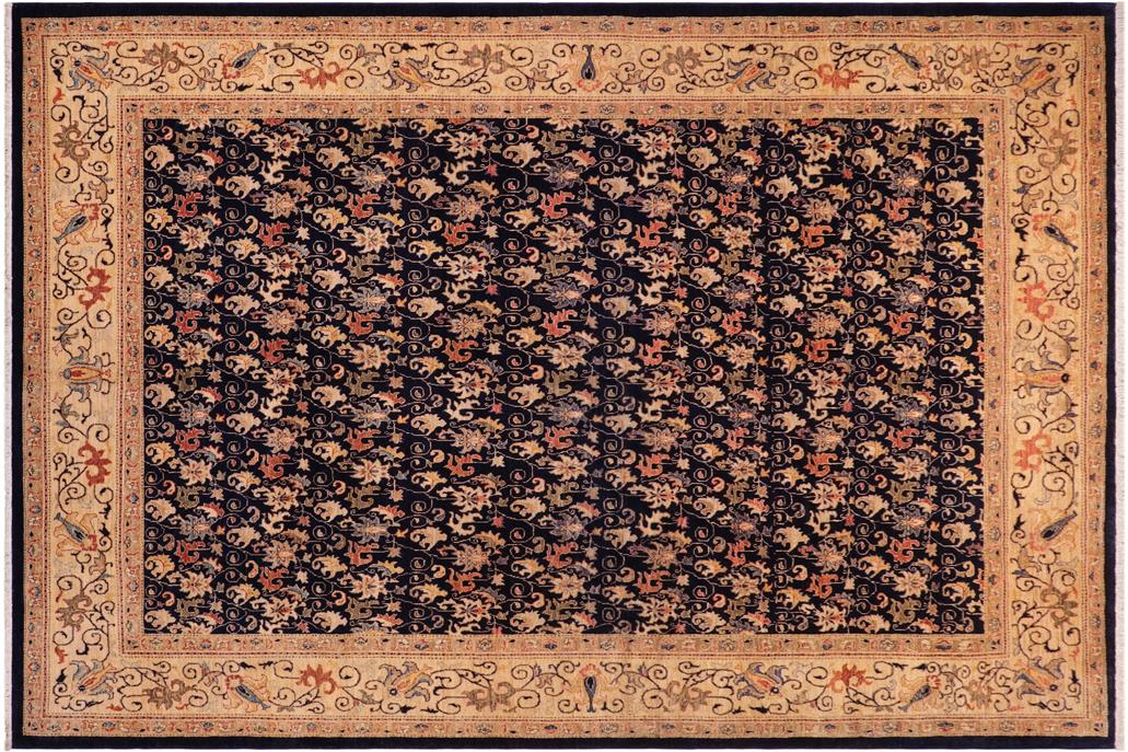 handmade Transitional Kafkaz Chobi Ziegler Blue Tan Hand Knotted RECTANGLE 100% WOOL area rug 9 x 12