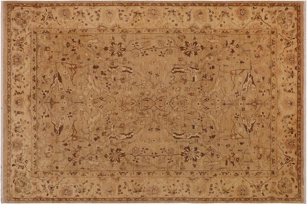handmade Traditional Kafkaz Chobi Ziegler Taupe Beige Hand Knotted RECTANGLE 100% WOOL area rug 9 x 12