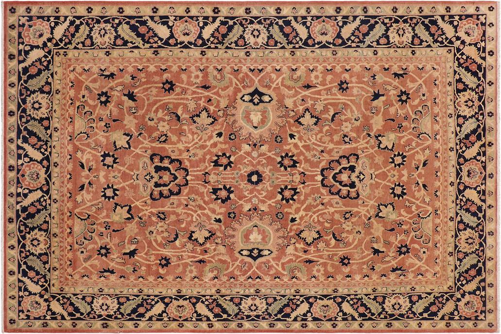 handmade Traditional Kafkaz Chobi Ziegler Peach Blue Hand Knotted RECTANGLE 100% WOOL area rug 9 x 12