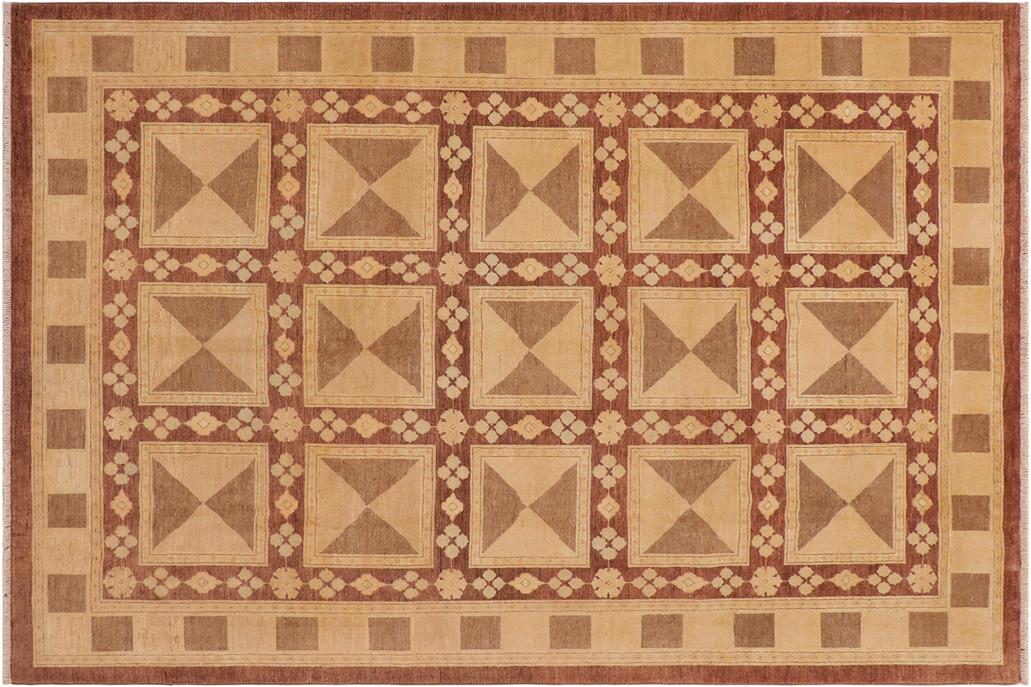 handmade Transitional Kafkaz Chobi Ziegler Beige Tan Hand Knotted RECTANGLE 100% WOOL area rug 9 x 12
