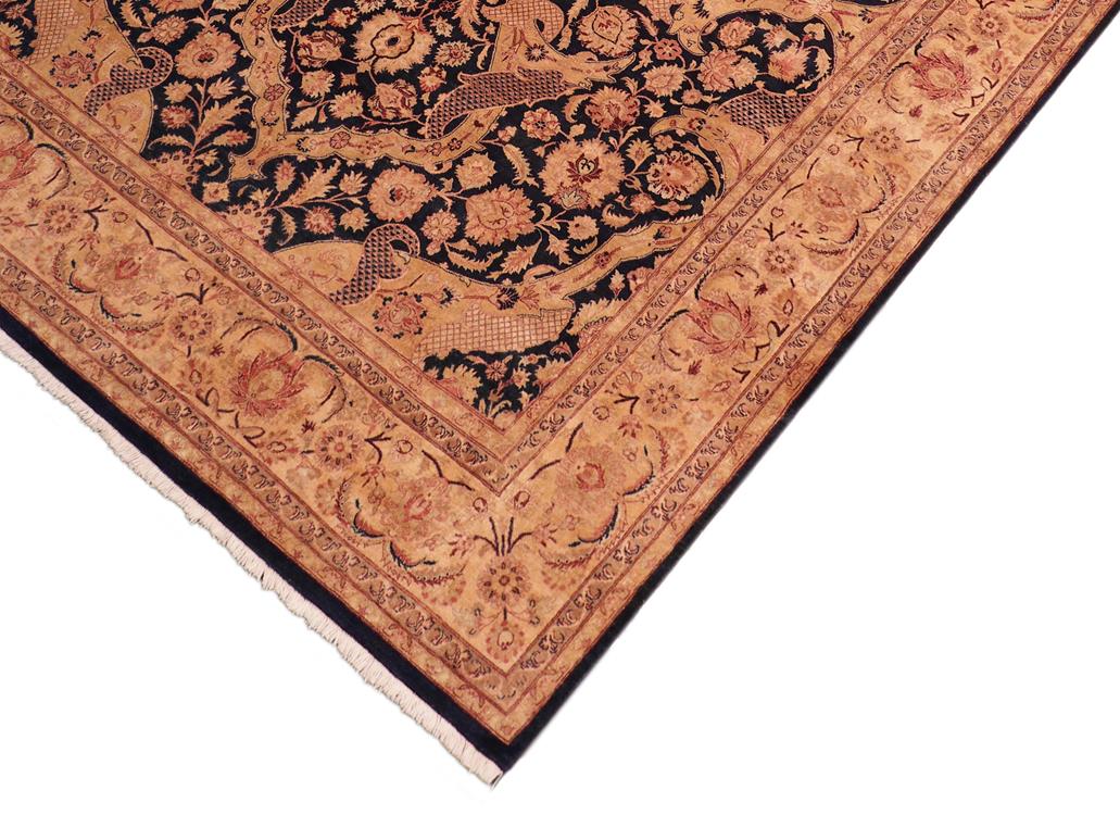 handmade Traditional Agra Blue Tan Hand Knotted RECTANGLE 100% WOOL area rug 8x10