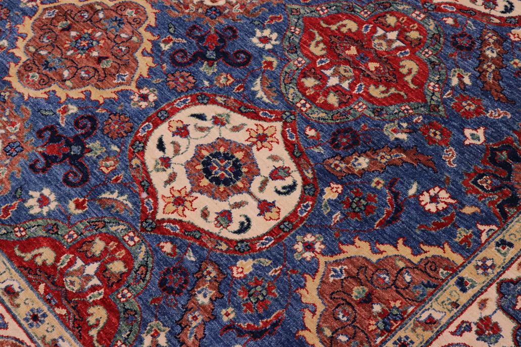 handmade Transitional Kafkaz Chobi Ziegler Blue Ivory Hand Knotted RECTANGLE 100% WOOL area rug 8 x 10