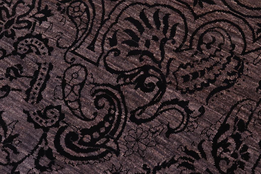 handmade Traditional Kafkaz Chobi Ziegler Charcoal Gray Hand Knotted RECTANGLE WOOL&SILK area rug 9 x 12