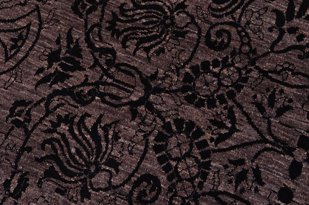 handmade Traditional Kafkaz Chobi Ziegler Charcoal Gray Hand Knotted RECTANGLE WOOL&SILK area rug 9 x 12