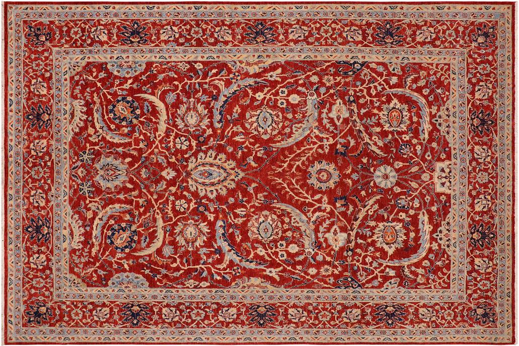 handmade Traditional Kafkaz Chobi Ziegler Rust Blue Hand Knotted RECTANGLE 100% WOOL area rug 9 x 12