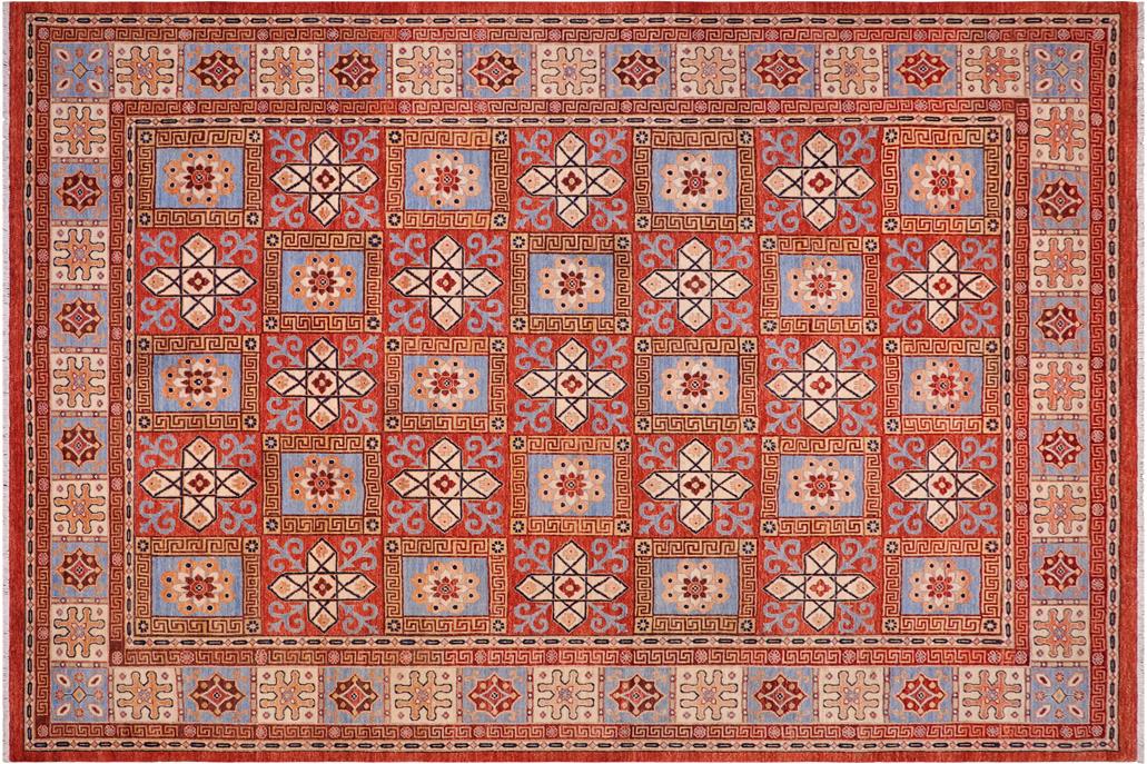 handmade Transitional Kafkaz Chobi Ziegler Rust Beige Hand Knotted RECTANGLE 100% WOOL area rug 9 x 12