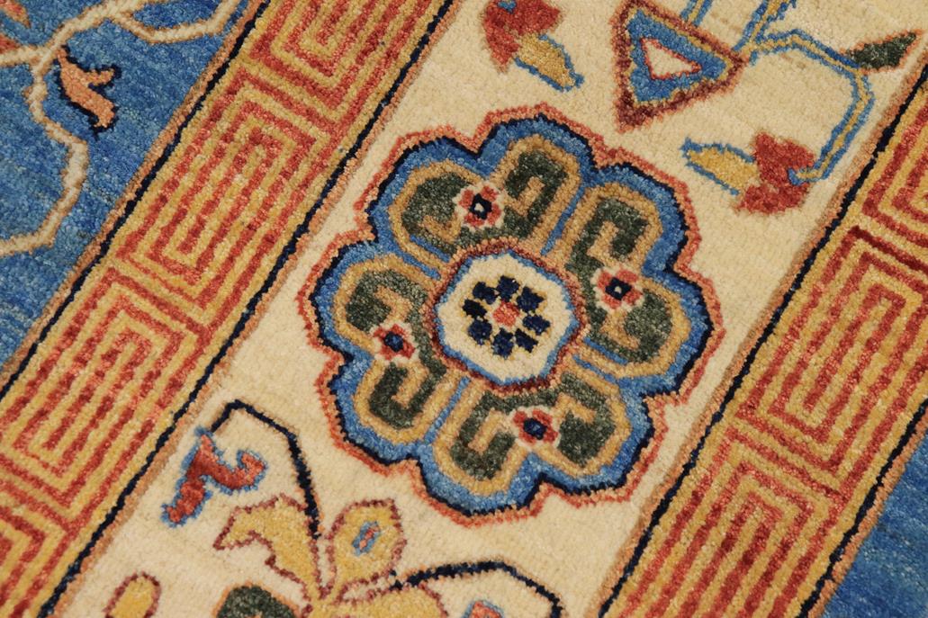 handmade Traditional Kafkaz Chobi Ziegler Blue Beige Hand Knotted RECTANGLE 100% WOOL area rug 9 x 12
