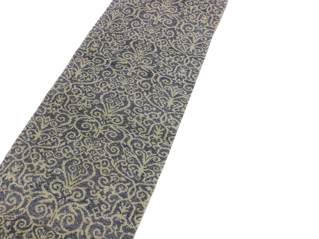 handmade Modern Kafkaz Lt. Blue Lt. Blue Hand Knotted RUNNER 100% WOOL area rug 2x8