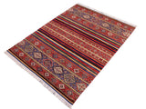 handmade Geometric Khorgeen Red Blue Hand Knotted RECTANGLE 100% WOOL area rug 6x8