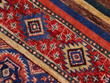 handmade Geometric Khorgeen Red Blue Hand Knotted RECTANGLE 100% WOOL area rug 6x8