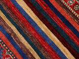 handmade Geometric Khorgeen Red Blue Hand Knotted RECTANGLE 100% WOOL area rug 6x8