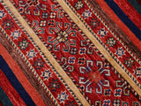 handmade Geometric Khorgeen Red Blue Hand Knotted RECTANGLE 100% WOOL area rug 6x8