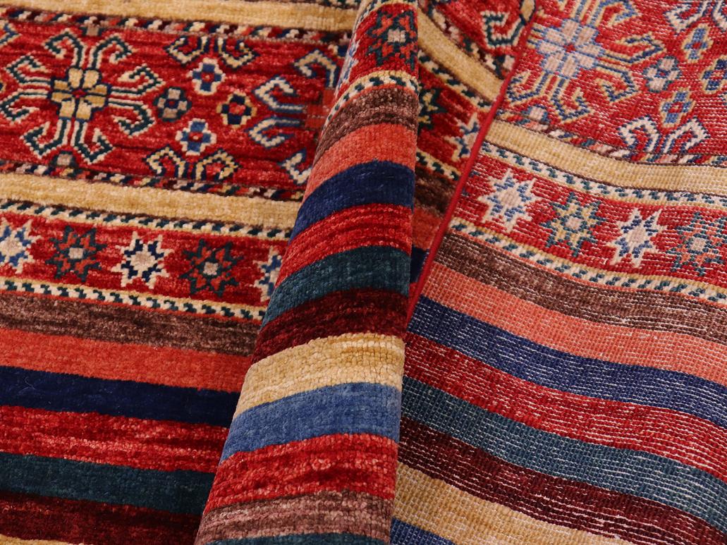 handmade Geometric Khorgeen Red Blue Hand Knotted RECTANGLE 100% WOOL area rug 6x8