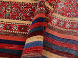 handmade Geometric Khorgeen Red Blue Hand Knotted RECTANGLE 100% WOOL area rug 6x8