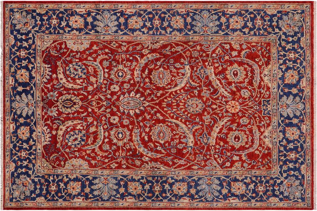 handmade Traditional Kafkaz Chobi Ziegler Rust Blue Hand Knotted RECTANGLE 100% WOOL area rug 6 x 8
