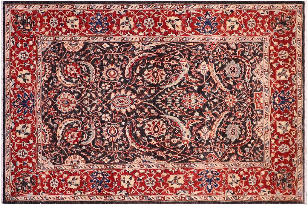 handmade Traditional Kafkaz Chobi Ziegler Black Red Hand Knotted RECTANGLE 100% WOOL area rug 5 x 8